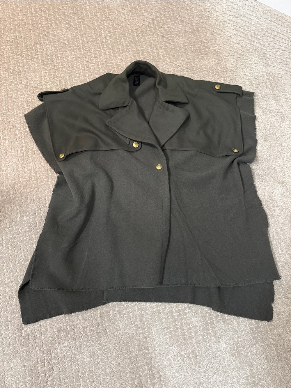 rag & bone Olive Cape-Style Button-Front Poncho